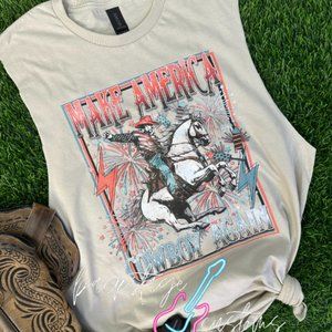 🔴CLOSE OUT: Make America Cowboy Again Muscle Tank
